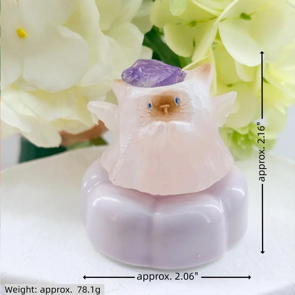 Amethyst Angel Cat Spinner Figurine Shinepurity