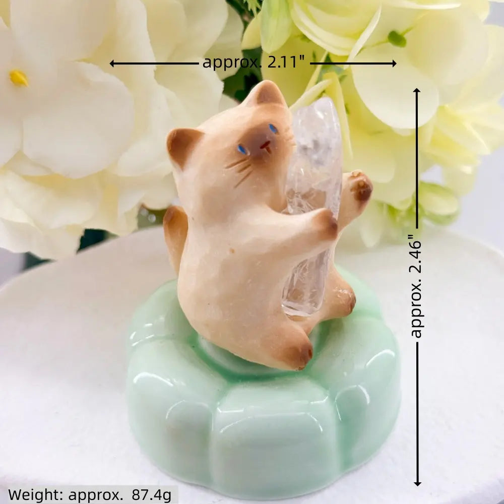 Clear Quartz Kitty Spinner Figurine Shinepurity