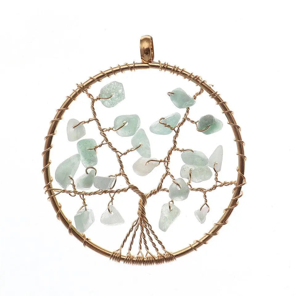 Natural Gravel Tree of Life Wire-Wrapped Pendant Necklace - Shinepurity