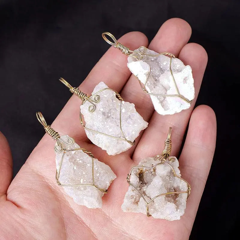 Agate Cluster Wire-Wrapped Pendant Necklace - Shinepurity