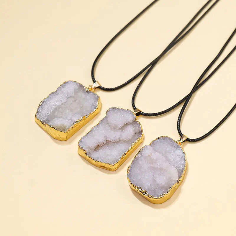 Irregular Natural Druzy Agate Raw Stone Pendant Shinepurity