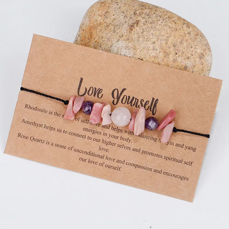 Amethyst & Rose Quartz Beaded Bracelet with Crystal Chips - Shinepurity