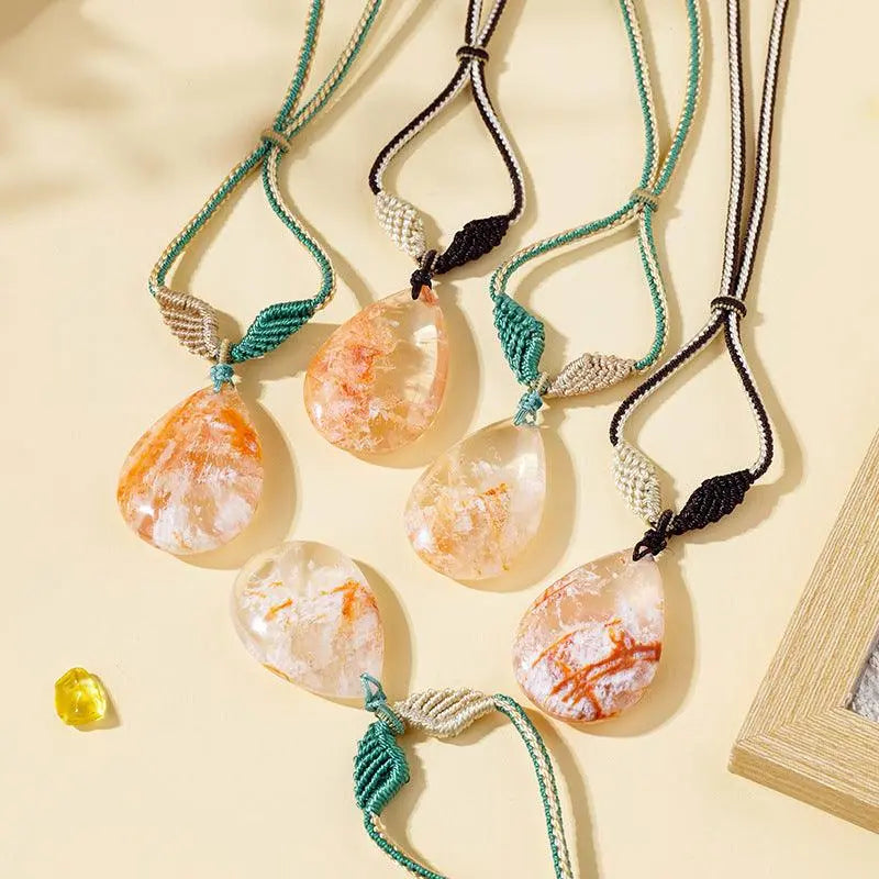 Teardrop Pink Phantom Pendant Necklace" - Shinepurity