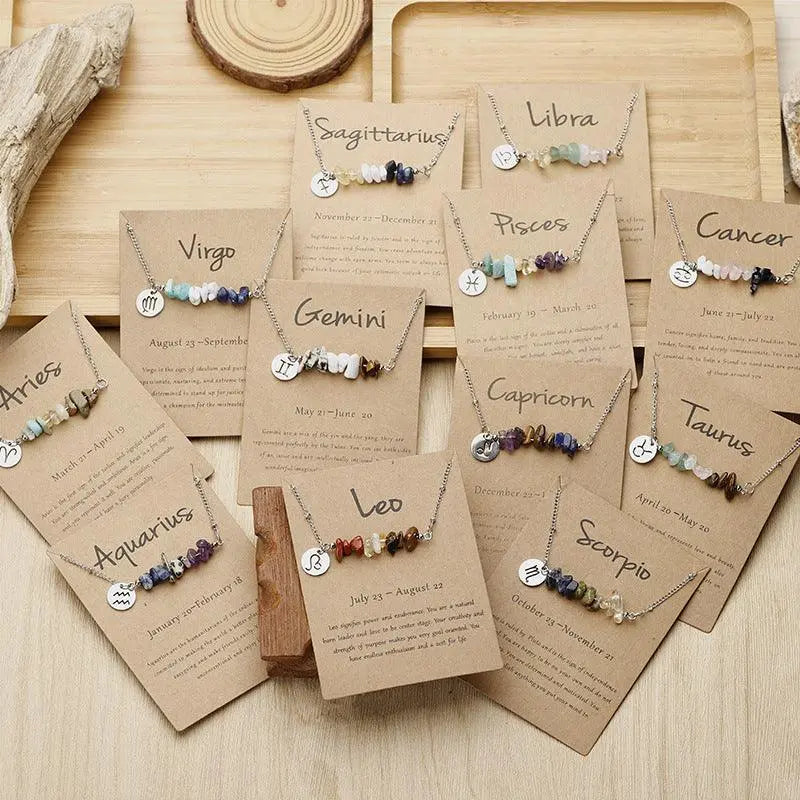 12 Zodiac Signs Crystal Gravel Necklace - Shinepurity