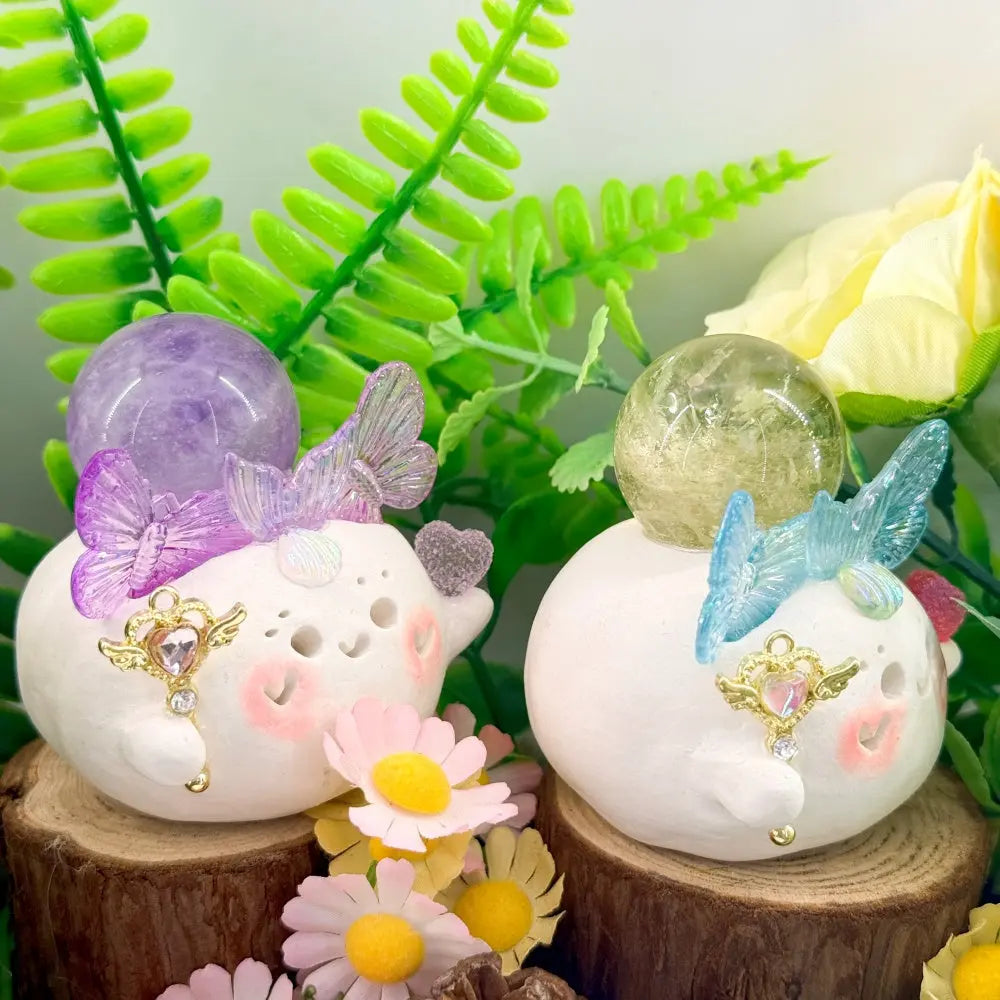 Amethyst and Citrine Crystal Ball Pet A Little Shining Presence Shinepurity