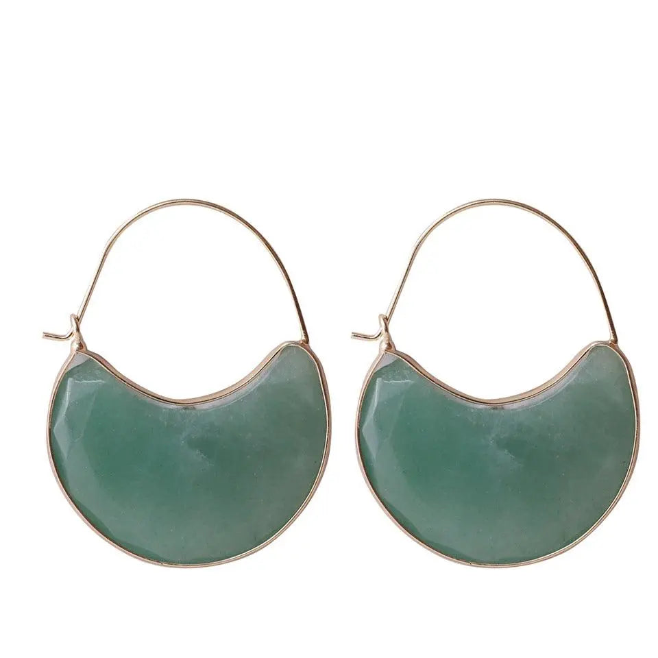 Crescent-Shaped Natural Raw Crystal Earrings - Shinepurity