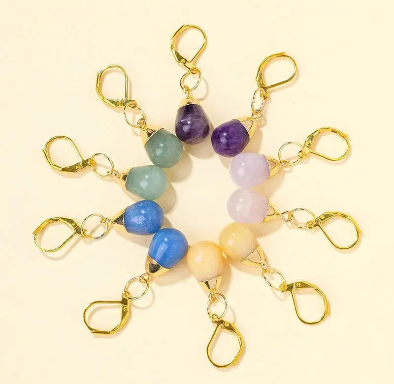 Teardrop Shaped Natural Crystal Raw Stone Earrings - Shinepurity