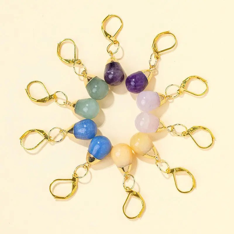 Teardrop Shaped Natural Crystal Raw Stone Earrings - Shinepurity