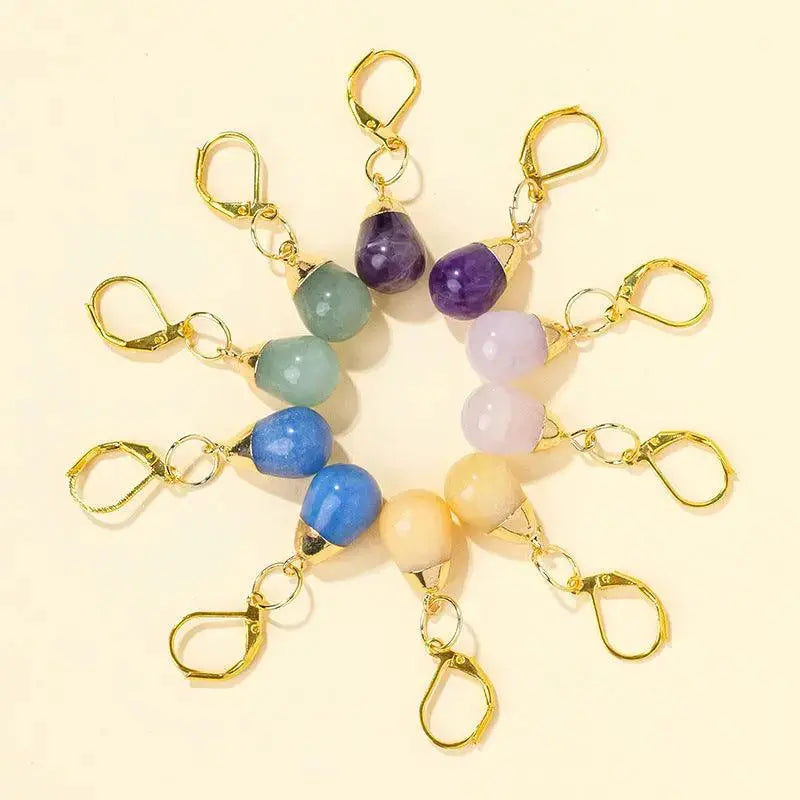 Teardrop Shaped Natural Crystal Raw Stone Earrings - Shinepurity