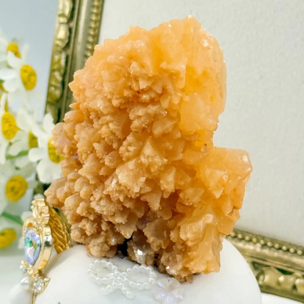 Red Calcite Crystal Pet Blooming Like Sunshine Shinepurity