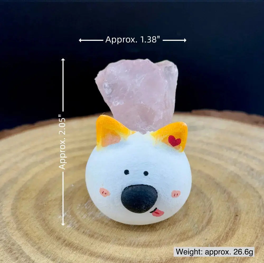 A Soft Touch for Your Heart Rose Quartz Puppy Crystal Pet Shinepurity