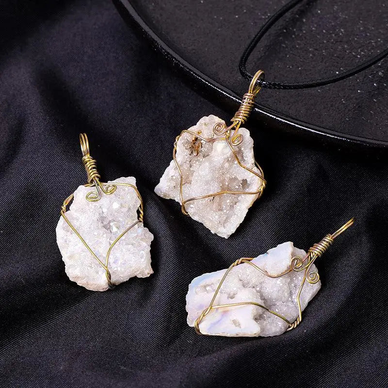 Agate Cluster Wire-Wrapped Pendant Necklace - Shinepurity