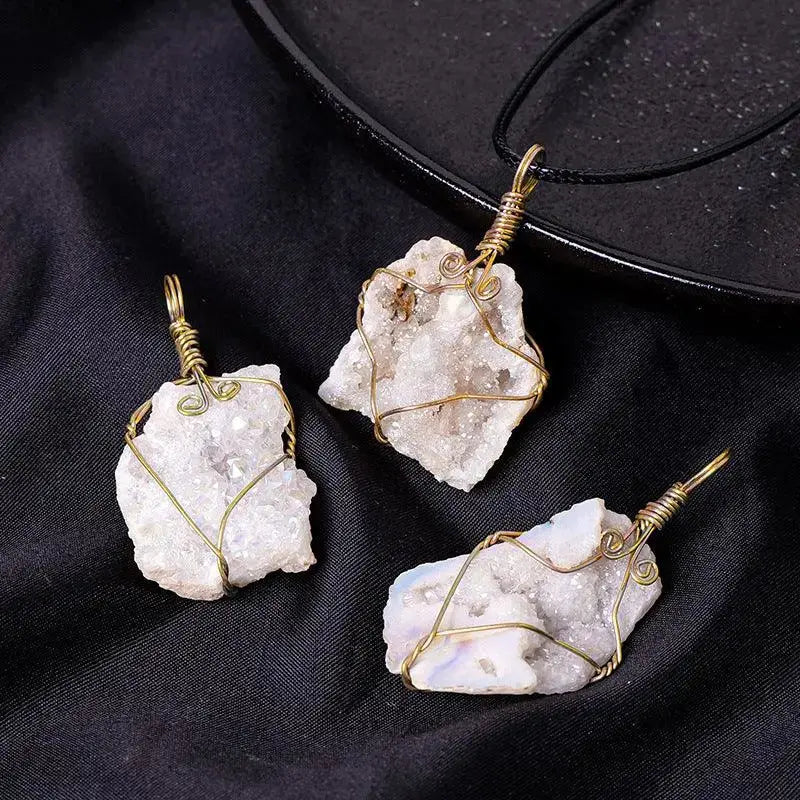 Agate Cluster Wire-Wrapped Pendant Necklace - Shinepurity