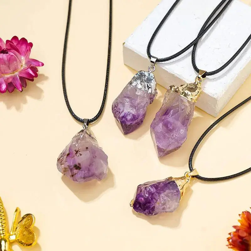 Uruguayan Amethyst Scepter Backbone Raw Stone Necklace - Shinepurity