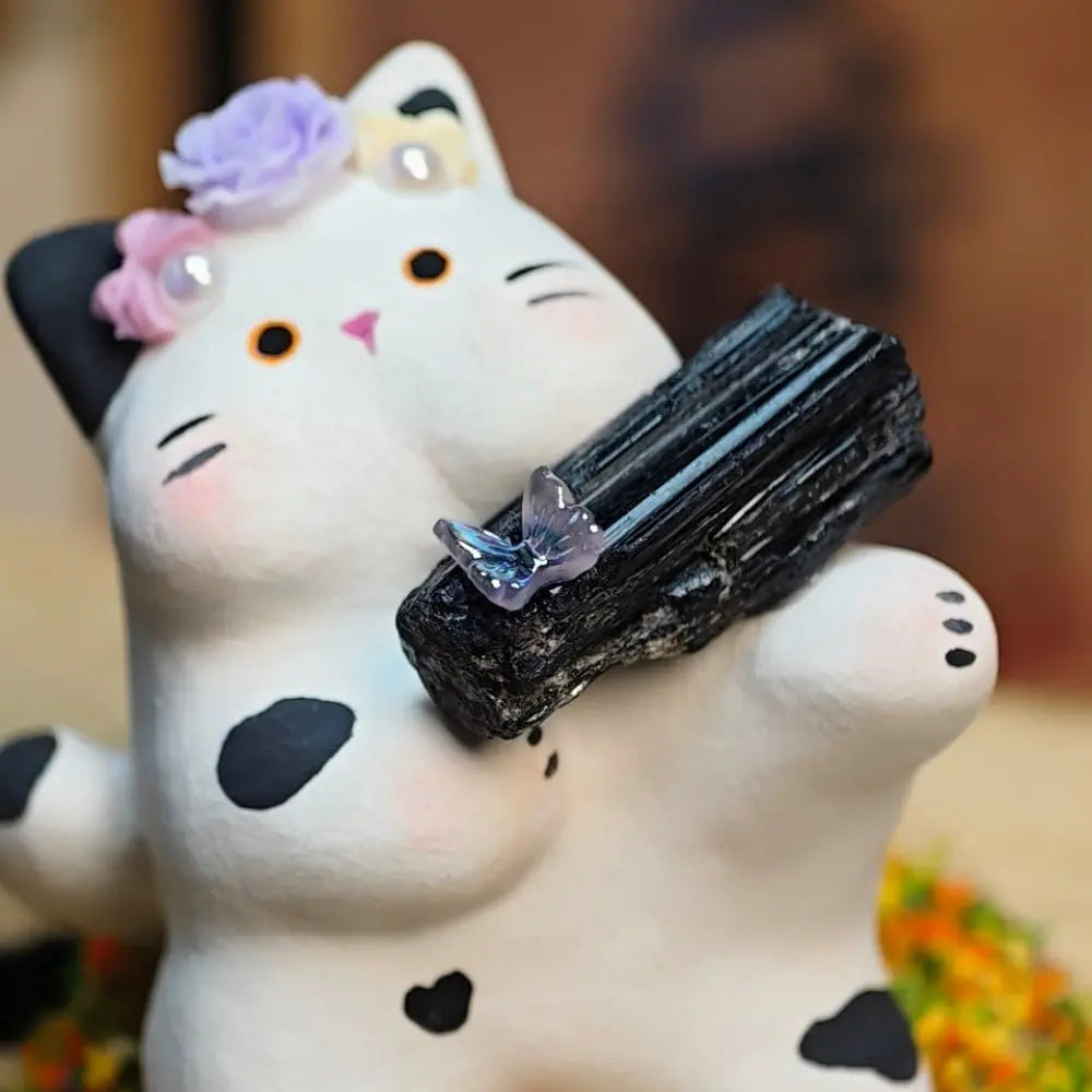 Customize | Black Tourmaline Crystal Pet Cat with Grounding Energy Shinepurity