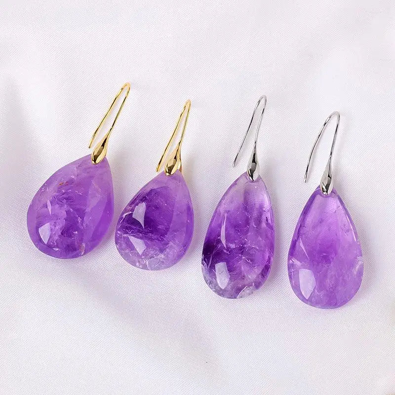Natural Brazilian Amethyst Teardrop Earring - Shinepurity