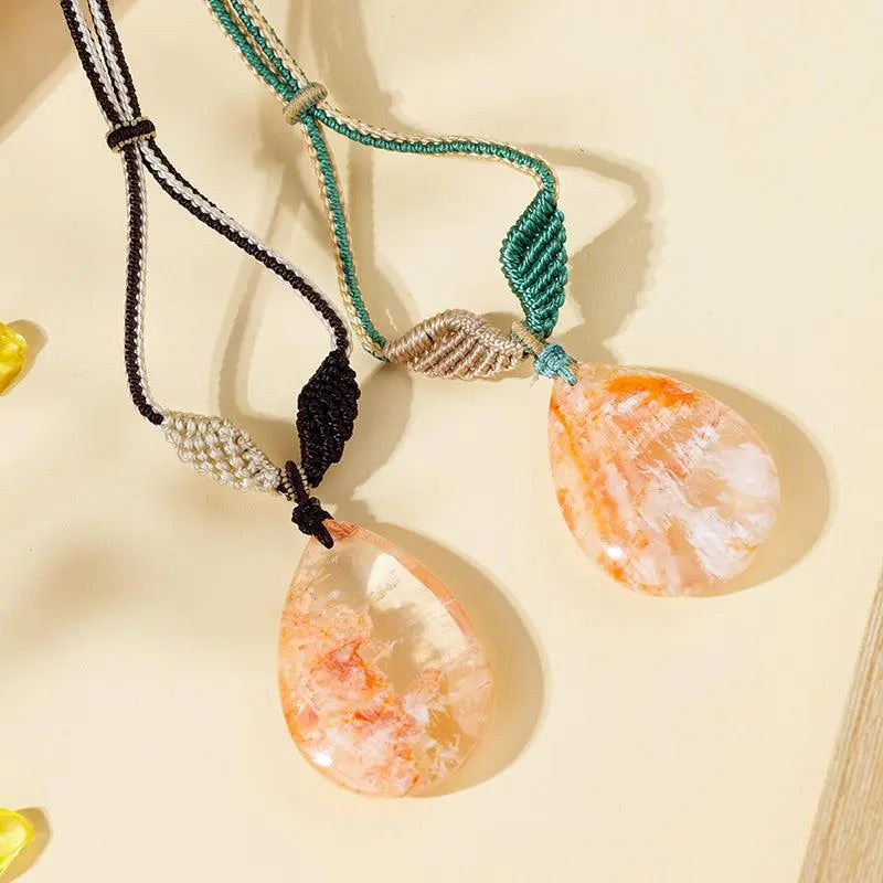 Teardrop Pink Phantom Pendant Necklace" - Shinepurity