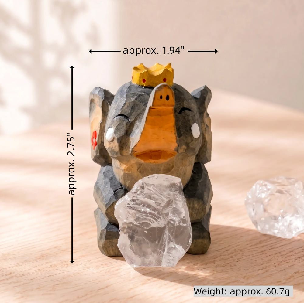Crown Elephant with Clear Quartz Handmade Crystal Decor Shinepurity