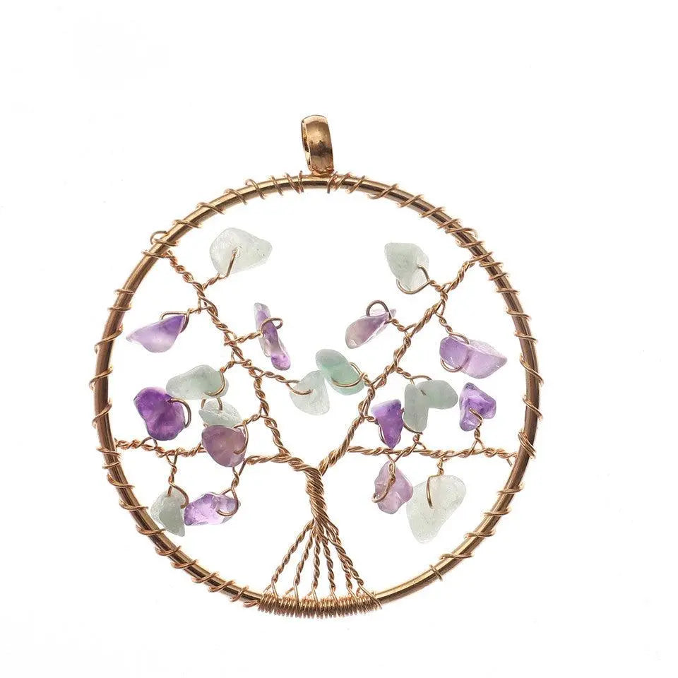 Natural Gravel Tree of Life Wire-Wrapped Pendant Necklace - Shinepurity