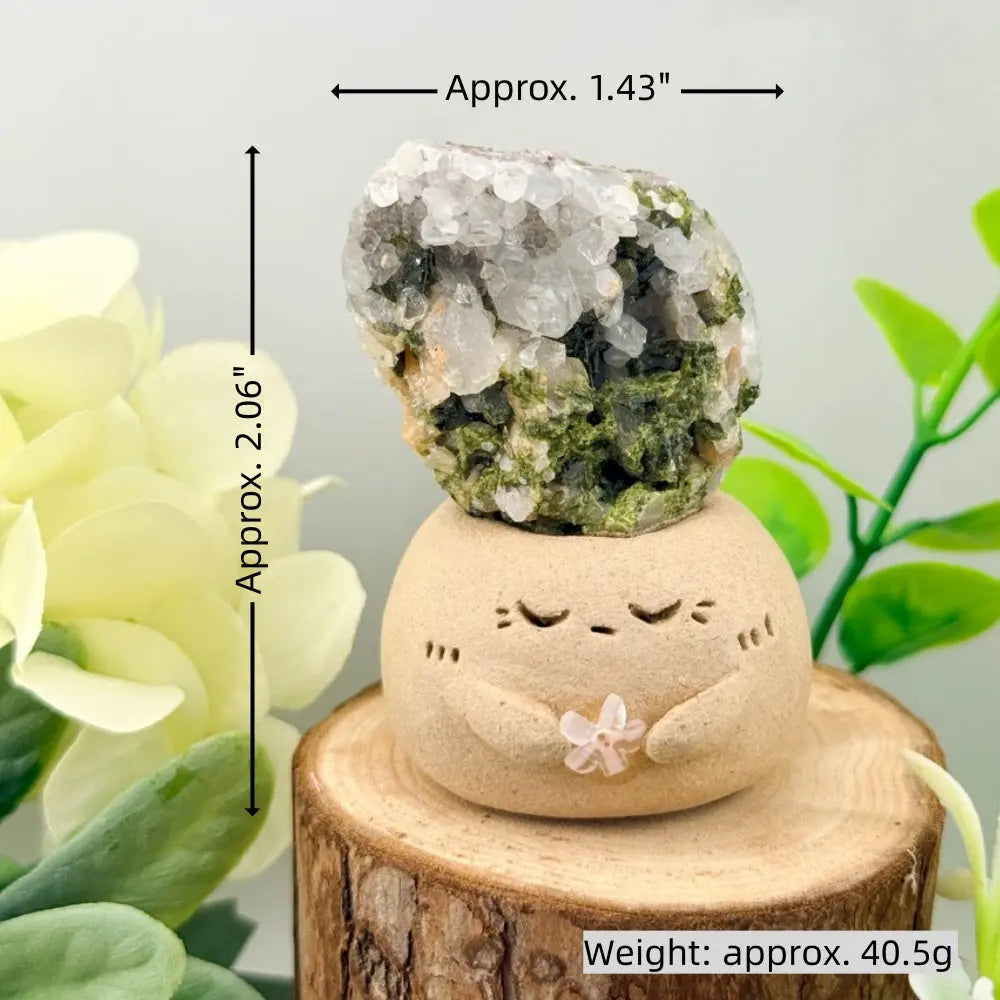 Epidote Quartz Crystal Pet A Touch of Forest Softness for Your Desk Shinepurity