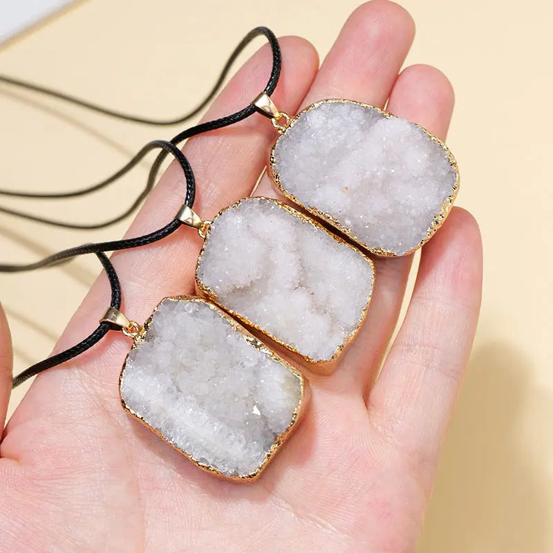 Irregular Natural Druzy Agate Raw Stone Pendant Shinepurity