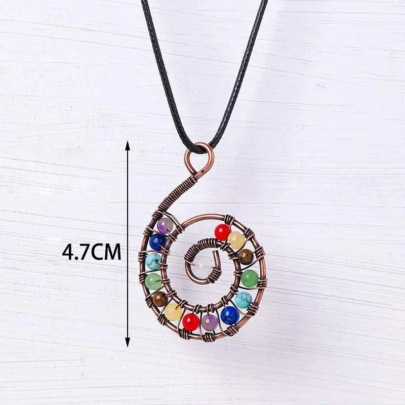 Multicolor Gravel Tree of Life Handmade Wire-Wrapped Pendant Necklace - Shinepurity