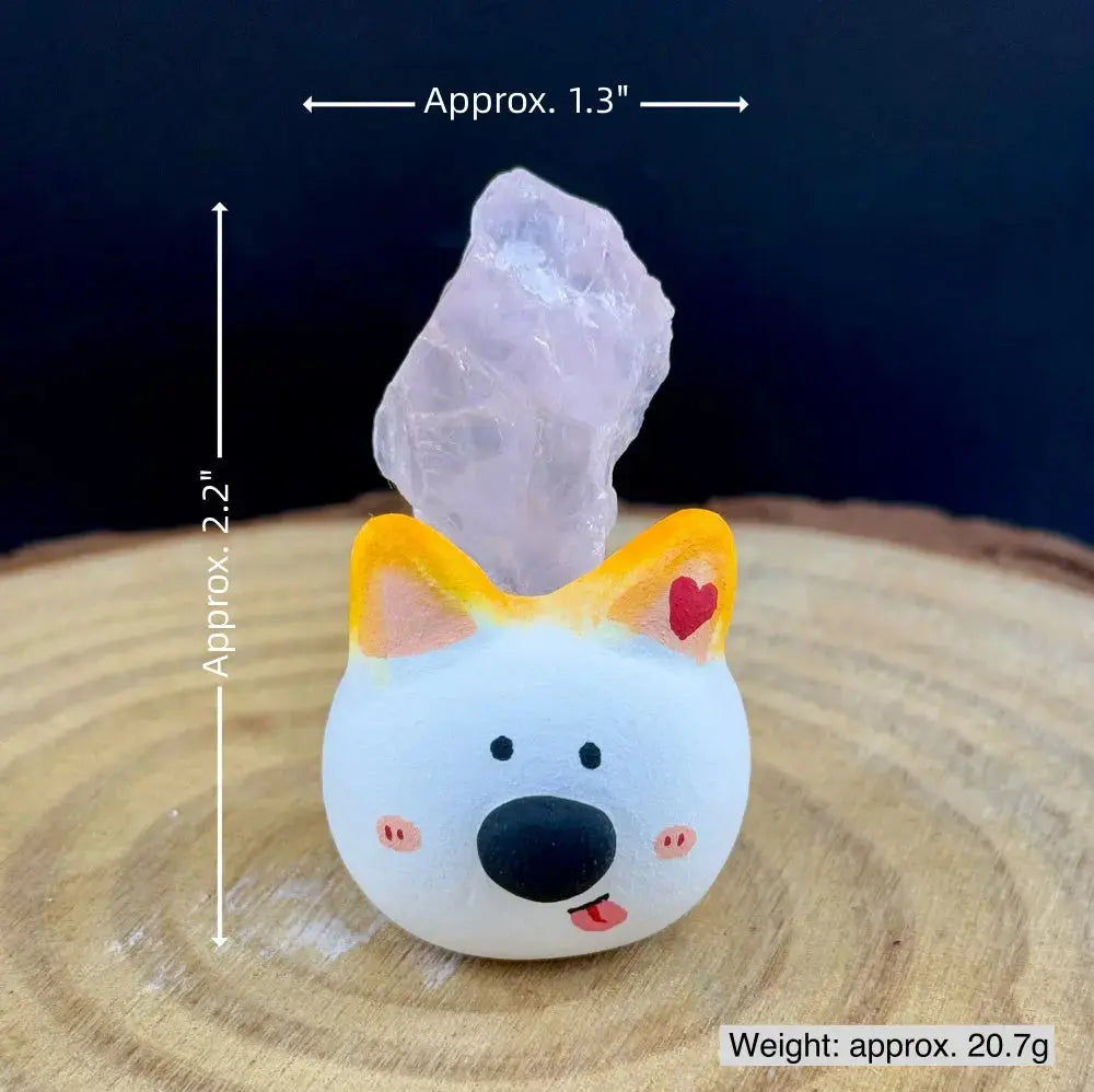 A Soft Touch for Your Heart Rose Quartz Puppy Crystal Pet Shinepurity