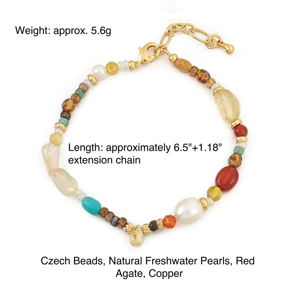 Warm Tone Bracelet | Niche Design Vintage-Inspired Colorful Handmade Beaded Bracelet Shinepurity