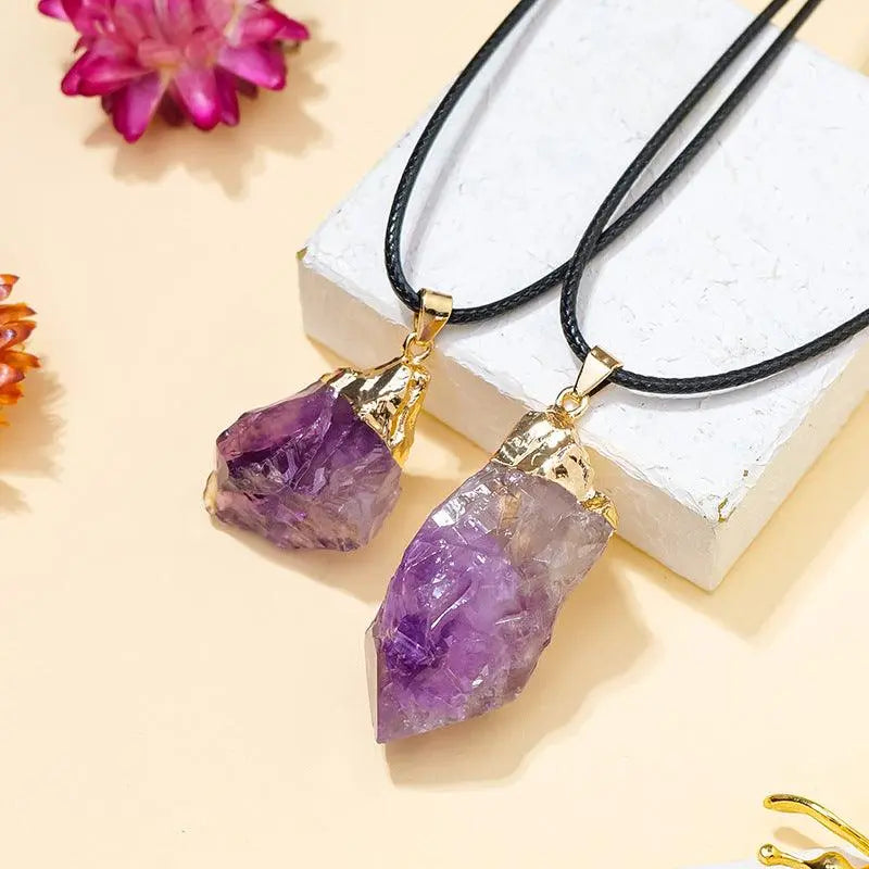 Uruguayan Amethyst Scepter Backbone Raw Stone Necklace - Shinepurity