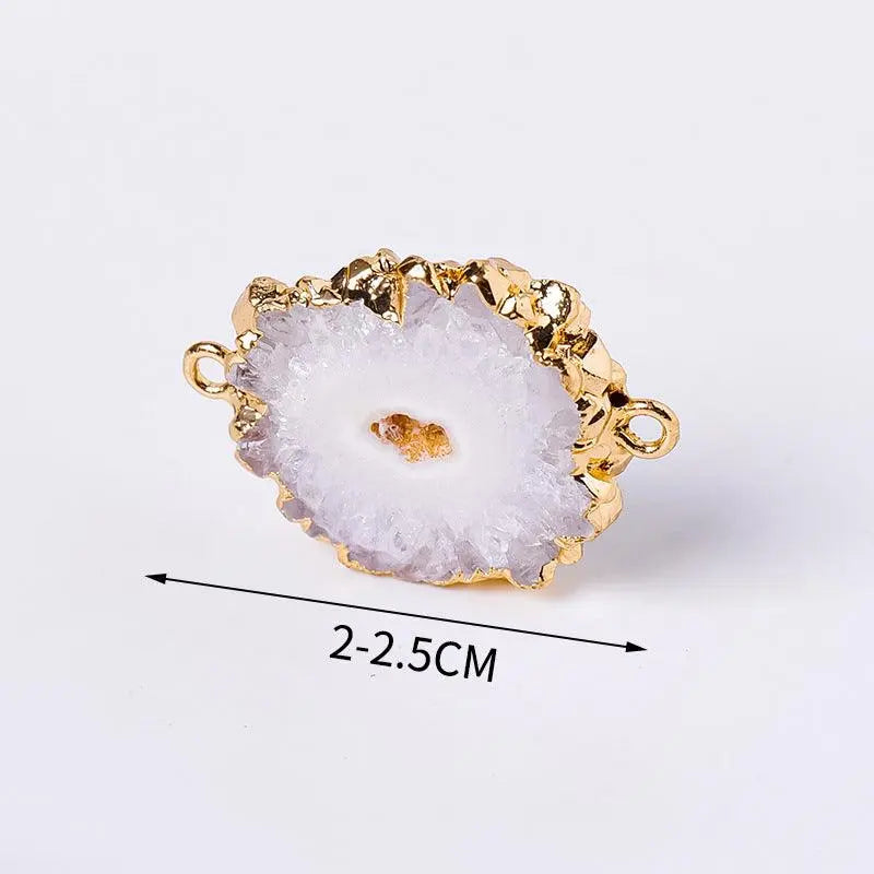 Natural Crystal Agate Cluster Sunflower Double-Hole Pendant Necklace - Shinepurity