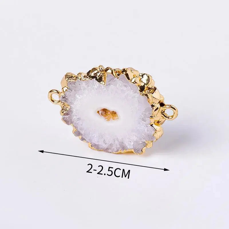 Natural Crystal Agate Cluster Sunflower Double-Hole Pendant Necklace - Shinepurity