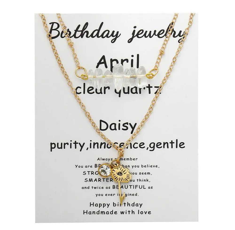 Birthstone Guardian Multi-Layered Crystal Necklace with Rosary Zirconia - Shinepurity