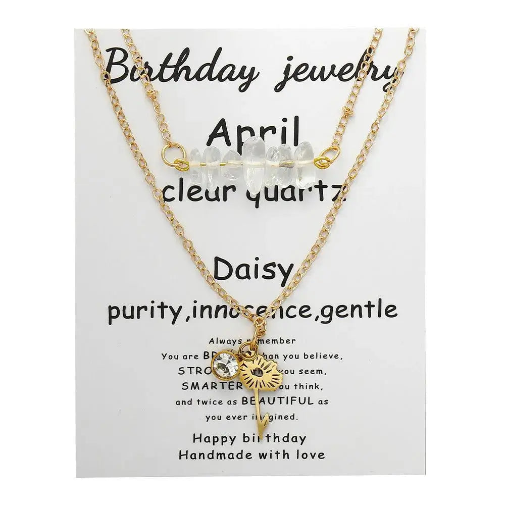 Birthstone Guardian Multi-Layered Crystal Necklace with Rosary Zirconia - Shinepurity
