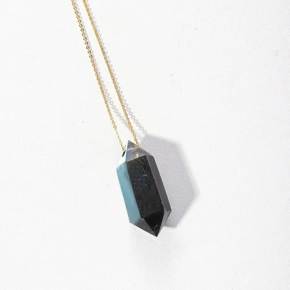 Natural Crystal Double-Pointed Hexagonal Pendant Necklace - Shinepurity