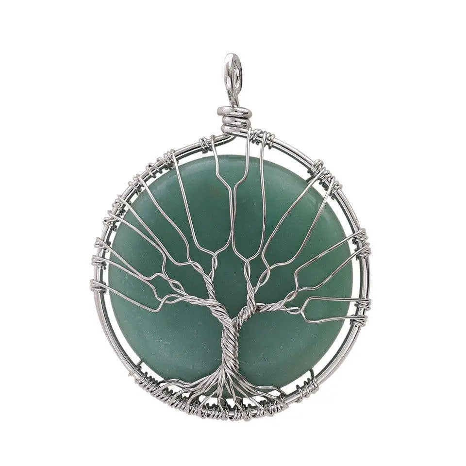 Tree of Life Wire-Wrapped Natural Raw Stone Pendant Necklace - Shinepurity