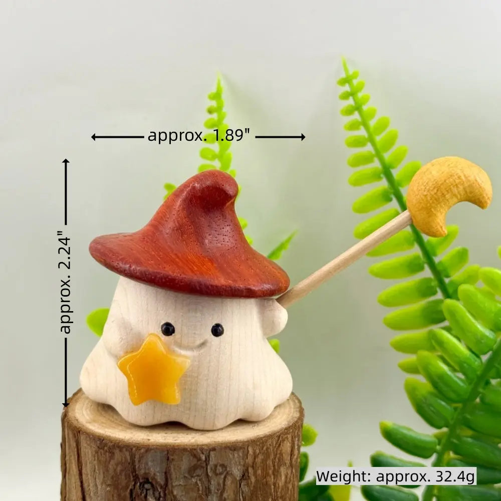 A Warm Lucky Star Citrine Wooden Elf Figurine Shinepurity