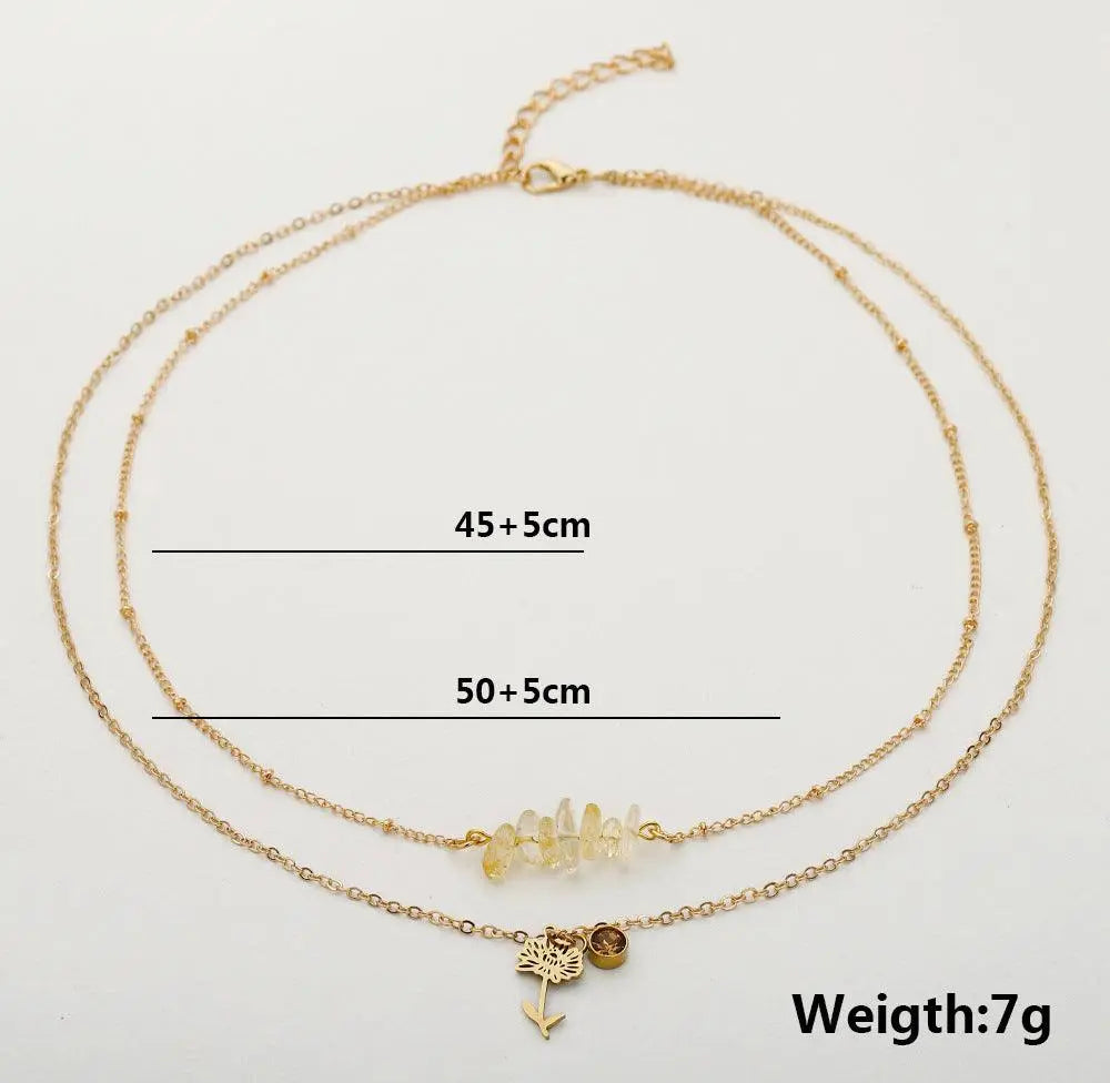 Birthstone Guardian Multi-Layered Crystal Necklace with Rosary Zirconia - Shinepurity