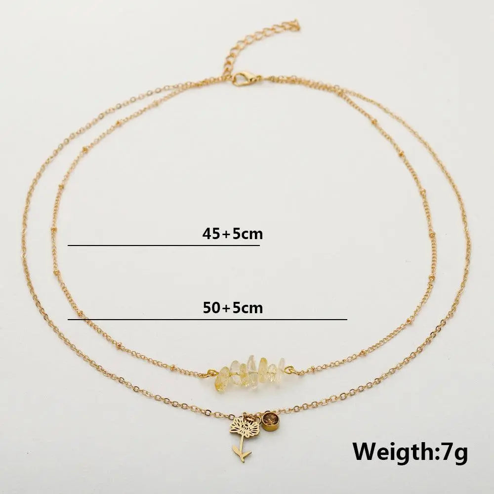 Birthstone Guardian Multi-Layered Crystal Necklace with Rosary Zirconia - Shinepurity