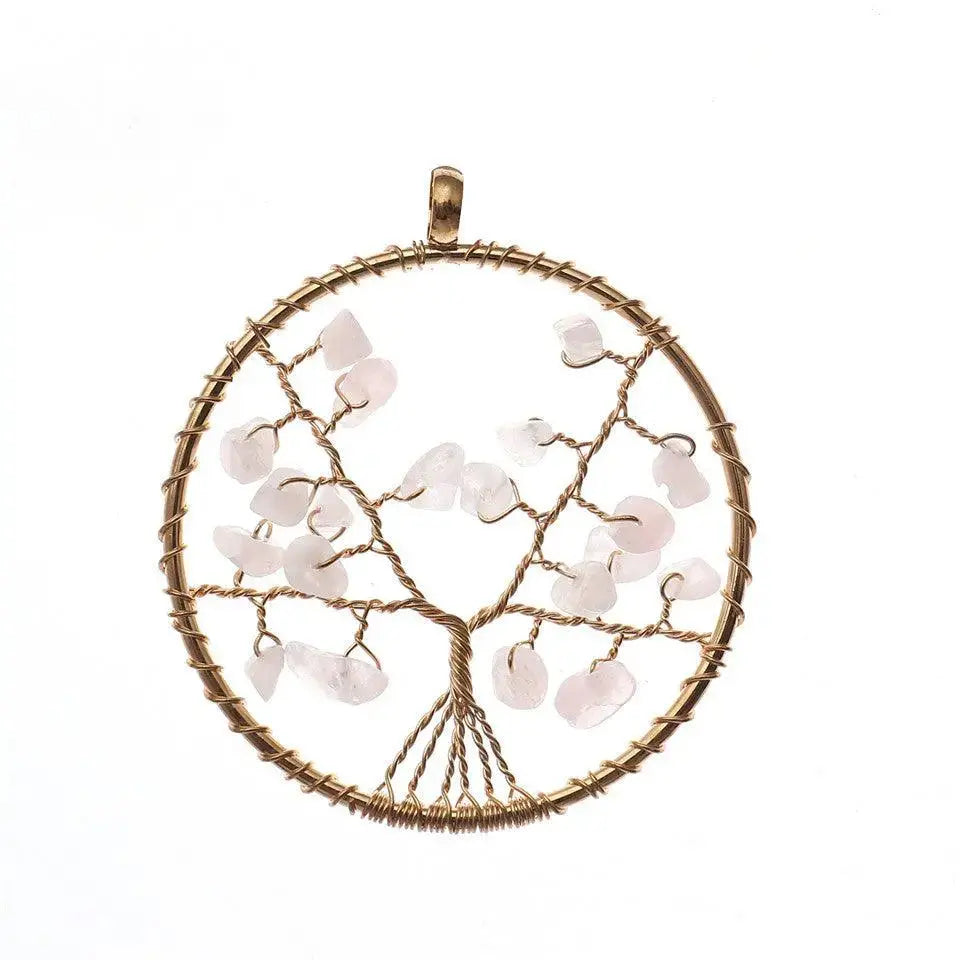 Natural Gravel Tree of Life Wire-Wrapped Pendant Necklace - Shinepurity