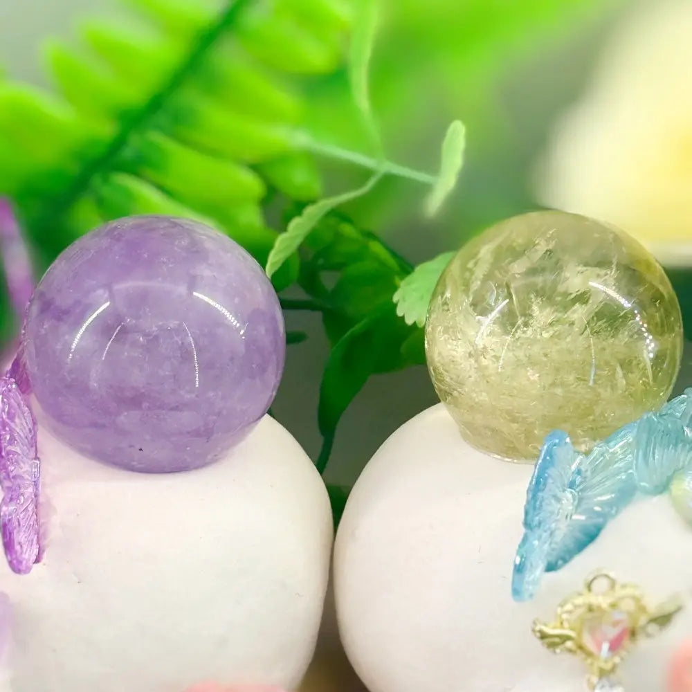 Amethyst and Citrine Crystal Ball Pet A Little Shining Presence Shinepurity