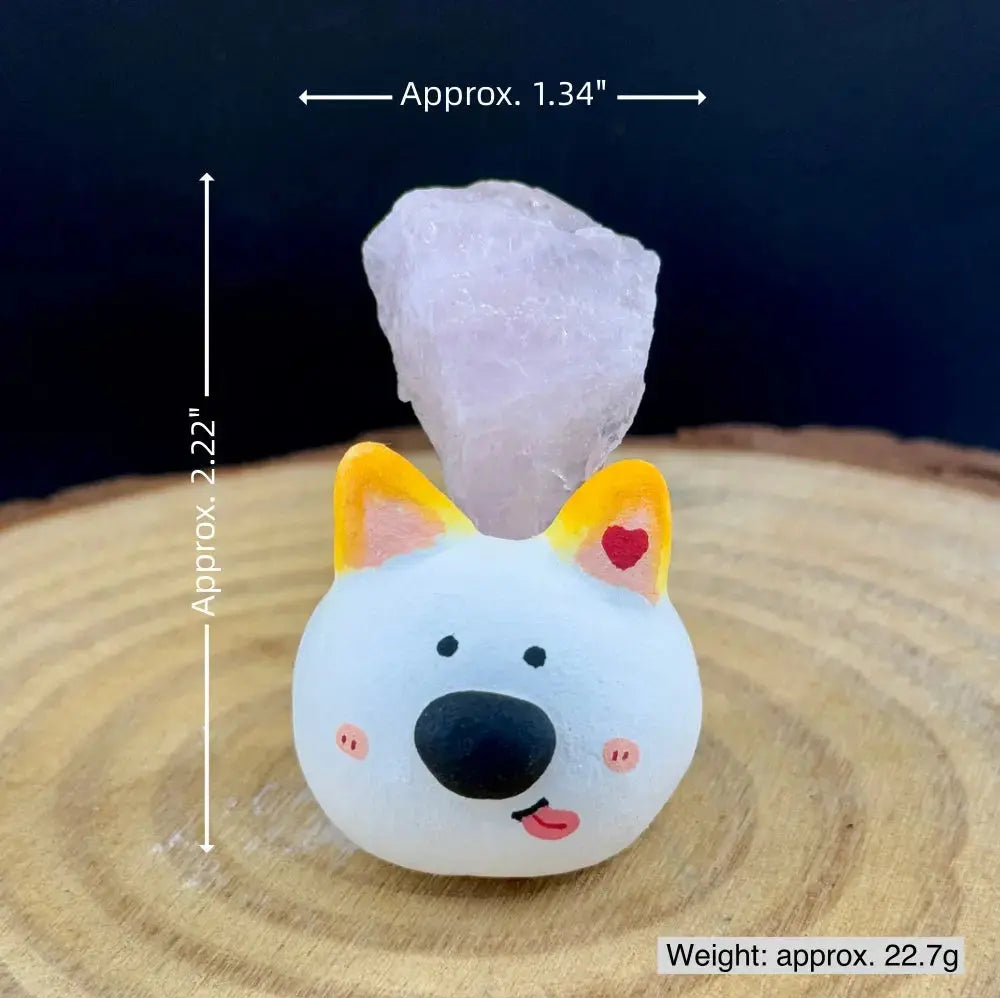 A Soft Touch for Your Heart Rose Quartz Puppy Crystal Pet Shinepurity