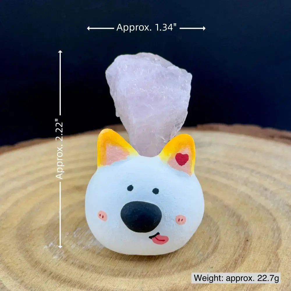 A Soft Touch for Your Heart Rose Quartz Puppy Crystal Pet Shinepurity