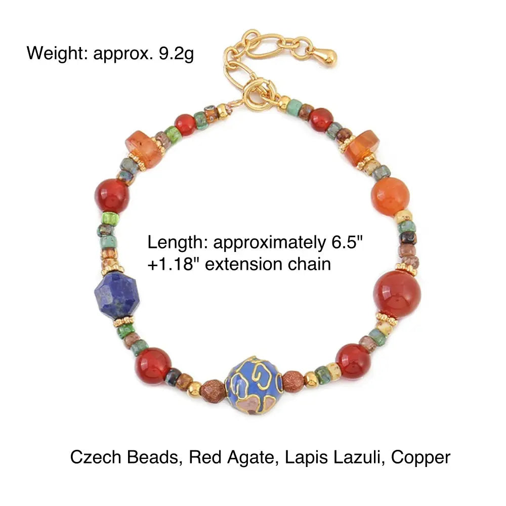 Warm Tone Bracelet | Niche Design Vintage-Inspired Colorful Handmade Beaded Bracelet Shinepurity