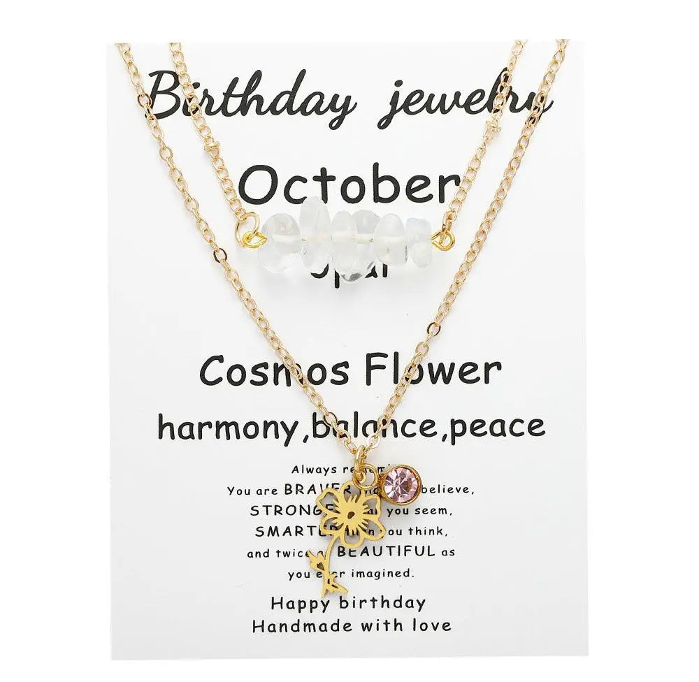 Birthstone Guardian Multi-Layered Crystal Necklace with Rosary Zirconia - Shinepurity