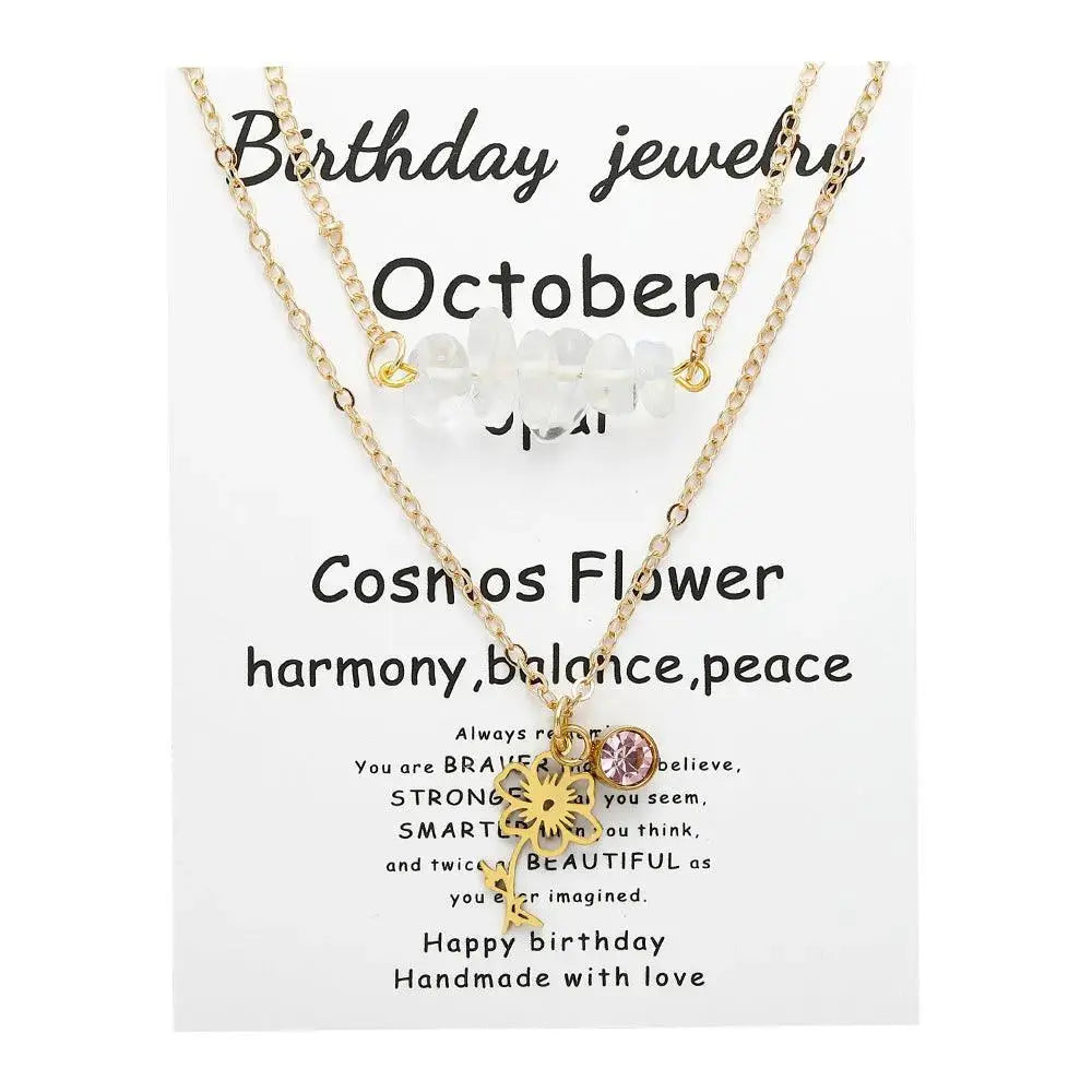 Birthstone Guardian Multi-Layered Crystal Necklace with Rosary Zirconia - Shinepurity