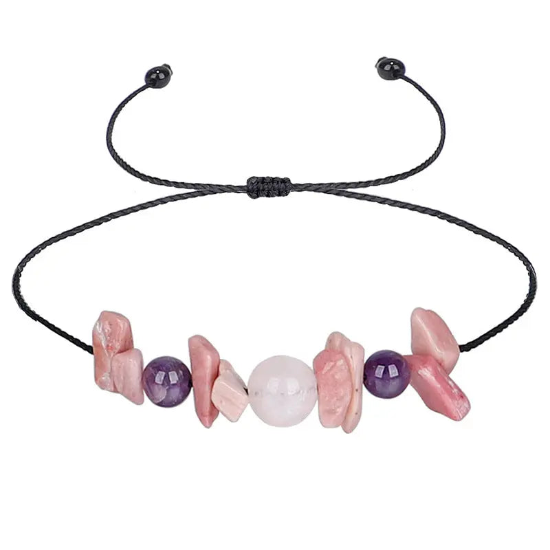 Amethyst & Rose Quartz Beaded Bracelet with Crystal Chips - Shinepurity