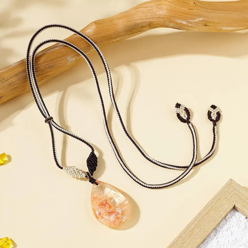 Teardrop Pink Phantom Pendant Necklace" - Shinepurity