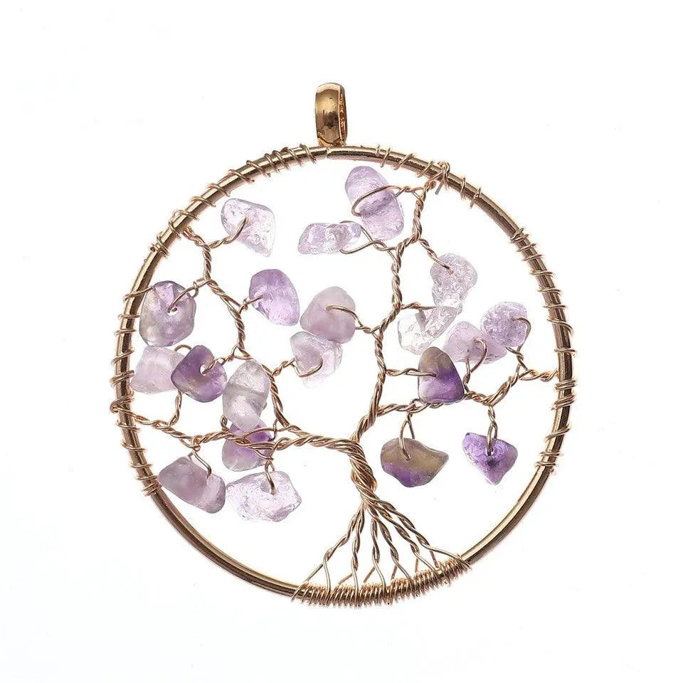 Natural Gravel Tree of Life Wire-Wrapped Pendant Necklace - Shinepurity