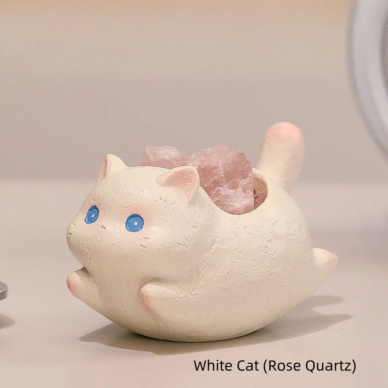 Embrace the Gentle Glow · Healing Crystal Cat Figurine Shinepurity