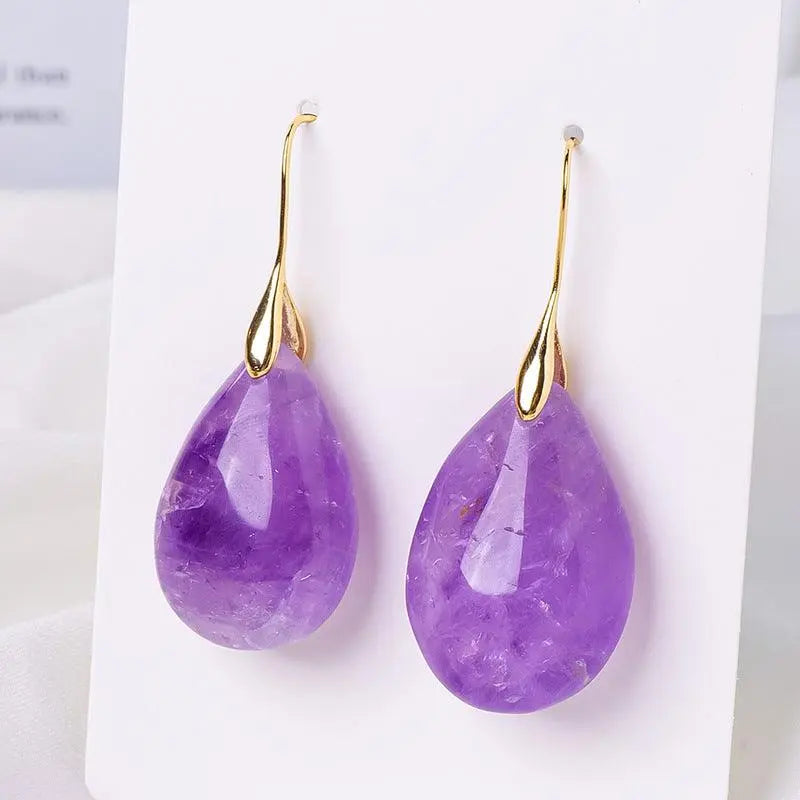 Natural Brazilian Amethyst Teardrop Earring - Shinepurity